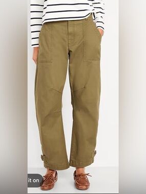 Old Navy Mid-Rise Twill Barrel Pants